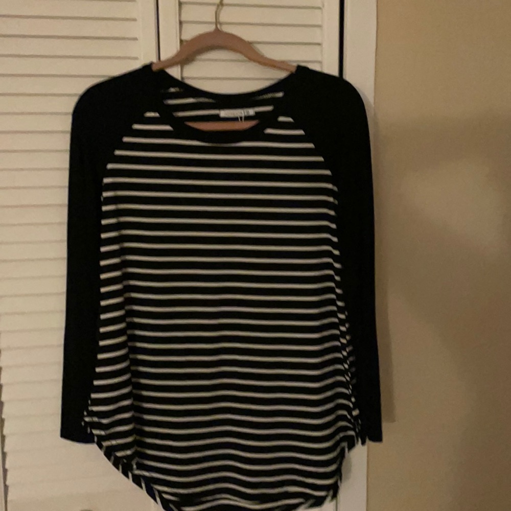 Long Sleeve Black and White striped top